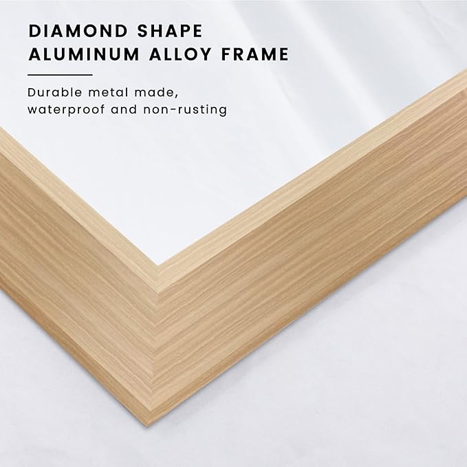 Amorho Bathroom Mirror for Wall, 40X32 Inch Oak Wood Grain Metal Framed Mirror, Anti-Rust, Hang Horizontally/Vertically, Suitable for Vanity, Bedroom, Farmhouse, Bathroom