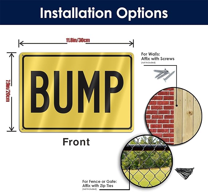 Tin Sign Warning Bump, Road Business 8x12 Inches Aluminum Metal Vintage Sign
