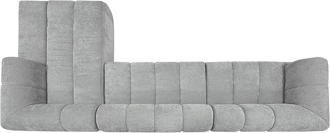 GDFStudio 122" Modern L-Shaped Sectional Sofa with Chaise Lounge,Skin-Friendly Fully Compressed Sponge Couch,High-Density Foam Cushions,Right Hand Facing,Lounge Seating for Living Room,Gray