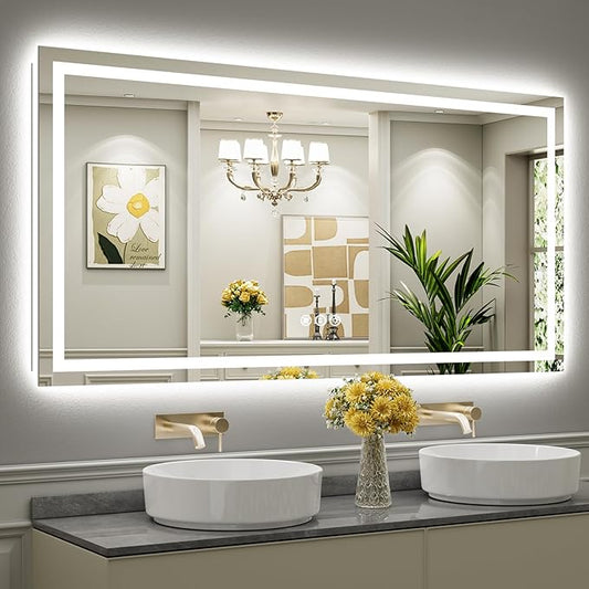 Briivue 72x36 Inch LED Bathroom Mirror with Lights, Backlit & Front Lit, Anti-Fog Lighted Bathroom Vanity Mirror for Wall, Memory Function, Dimmable, HD Tempered Glass, Shatter-Proof