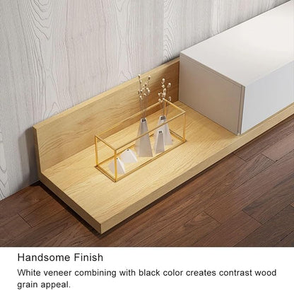 homary Wood Extendable TV Stand Rectangle Entertainment Center with 3-Drawer & Shelf Media TV Console for Living Room Bedroom (White & Natural)