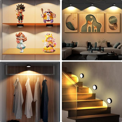 Narotood Picture Lights for Wall, Rechargeable Battery Magnetic Poster Lights with 3 Color Temps, Remote and Dimmable Timer Art Display Light for Picture Artworking Frame Portrait (3-Pack)