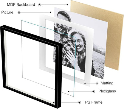 ArtbyHannah Photo Collage Frames for Wall, 10x10 Inch Square Picture Frame for Living Room or Staircase Decoration (Black, 9 Pack)