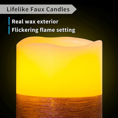 FURORA LIGHTING Red Real Wax Trim Candles with Remote and Timer, Pack of 8 Pillar & Votive Candles, LED Flameless Flickering Candles for Home Décor, Battery Included
