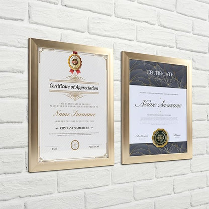 Giftgarden 8.5x11 Picture Frame Gold Set of 12, Multi Modern 8.5 x 11 Frames Bulk for Award Certificate Document Diploma, Wall or Tabletop Display