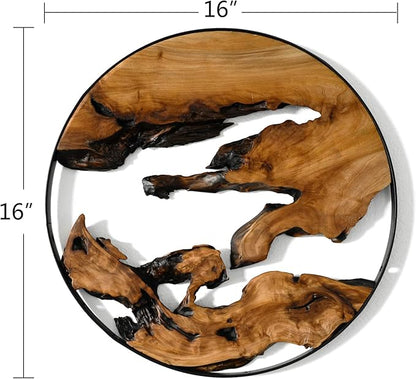 WELLAND Cedar Wood Wall Decoration Ornaments, 16" L x 16" W x 1" H Hanging Decoration, Irregular Shape Decor for Home Office, Living Room, Bedroom, Entryway, Bathroom