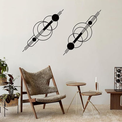 ruelen 2 Pcs Small Metal Abstract Wall Art, Modern Minimalist Wall Decor Single Line Art Metal Vertical Wall Decor Geometric Wall Hanging Sculptures for Home Bedroom Living Room, 31.5 x 10.24 Inch