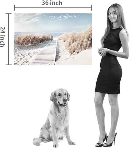 Hardy Gallery Beach Canvas Wall Art Prints: Coastal Seascape Picture Road to Beach Artwork Painting on Canvas for Living Room (36'' x 24'' x 1 Panel)