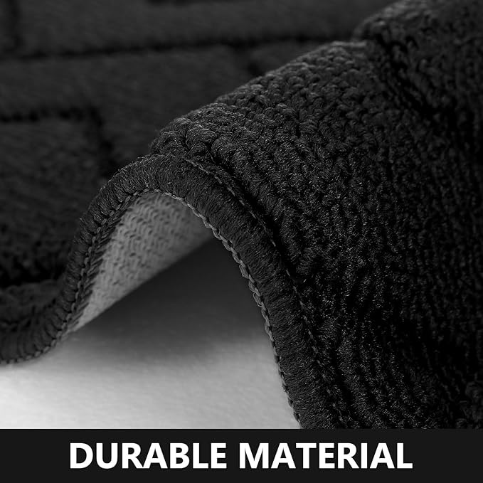 hicorfe Kitchen Runner Rugs and Mats Sets,2 Pieces Absorbent Non-Slip Kitchen Rug,Comfort Kitchen Mat for Floor,Washable for Kitchen,Hallway,Office,Sink,Laundry(20"x59"+20"x48",Black)