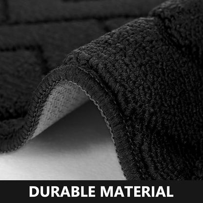 hicorfe Kitchen Runner Rugs and Mats Sets,2 Pieces Absorbent Non-Slip Kitchen Rug,Comfort Kitchen Mat for Floor,Washable for Kitchen,Hallway,Office,Sink,Laundry(20"x59"+20"x48",Black)