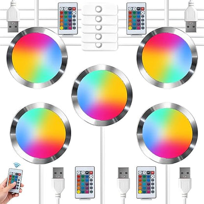 5PCS Remote Control RGB Light LED Lamp Kit 001,Power Failure Memory Function for Bambu Lab Multicolor Makerworld for Anycubic Makeronline 3D Printer Light DIY Hardware Model Parts USB