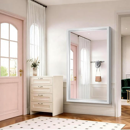 60x36 Inch Brushed Silver Bathroom Mirror, Large Rectangular Mirror for Wall, 0.6" Thickened Deep Frame Mirrors for Bathroom Sink, Shatterproof Tempered Glass, Antirust, Horizontally/Vertically