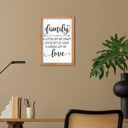 AuraPeak Family Wall Decor For Family A Little Bit Of Crazy Sign Hallway Entryway Horizontal Home Modern Positive Farmhouse Living Room Wall Hanging Art (Wood 16"×10")