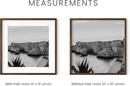 HAUS AND HUES Walnut Oak Wood 20x20 Picture Frames - Set of 6, Square Frames with Mat, Elegant Frames for Posters and Artwork (20x20 in, Walnut, Set of 6)