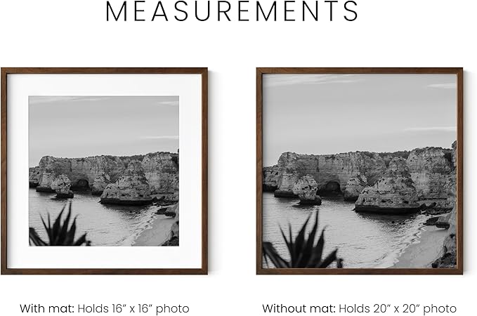 HAUS AND HUES Walnut Oak Wood 20x20 Picture Frames - Set of 15, Square Frames with Mat, Elegant Frames for Posters and Artwork (20x20 in, Walnut, Set of 15)