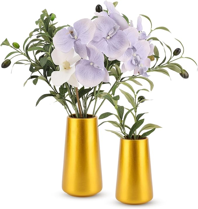 Gold Vase - 6" Gold Ceramic Flower vase for Home/Table/Accent Decor, Minimalist Modern Vases Ceramic for Centerpieces, Room Decor, Living Room, Bedroom or Gift