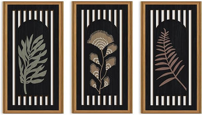 Celestdeco 3 Pcs Boho Flower Market Wall Decor Floral Botanical Modern Wood Wall Art Bohemian Floral Hanging Decor Abstract Minimalist Wooden Art for Living Room Bedroom Office 7.9 x15.8 Inch