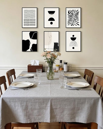 KUVIOKE Black Abstract Framed Wall Art Boho Room Decor Set of 6 Minimalist Geometric Line Art Bohemian Mid Century Modern Prints for Bedroom Living Room 11x14in (Black Framed)