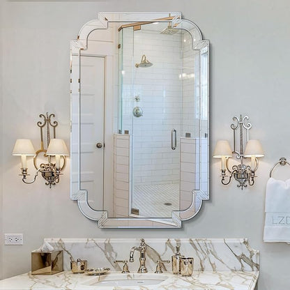 Chende Large Mirrors for Wall Decor, 40''x28'' Big Living Room Mirror with Scalloped Corner Beveled Edge, Elegant Accent Mirror for Entryway, Dining Room, Hallway, Mantel