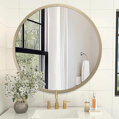 AOAOPQ Mirror Wall for Bathroom Metal Brushed Frame Wall Mounted Home Living Room Entryway Bedroom Bronze