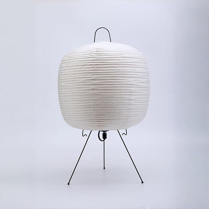 Japanese Noguchi Inspired Table Lamp Zen Rice Paper Lantern with Warm Light for Bedroom Living Room or Office Modern Japandi Decor(Pebble)
