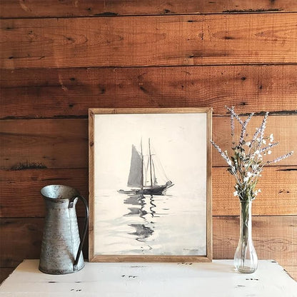uniro Vintage Coastal Sailboat Wall Art Prints, Neutral Nautical Wall Decor Lake Sea Wall Painting Canvas Prints, Antique Boat Drawing for Coastal Decor, Vintage Nautical Painting Picture Artwork for Bedroom Bathroom Living Room decor ( 8" x 10"-UNFRAMED)