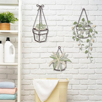 Vineland Metal Wall Art for Bathroom, Set of 3 Botanical Plant Designs, Minimalist Modern Boho Hanging for Home Outdoor Decor (Green)