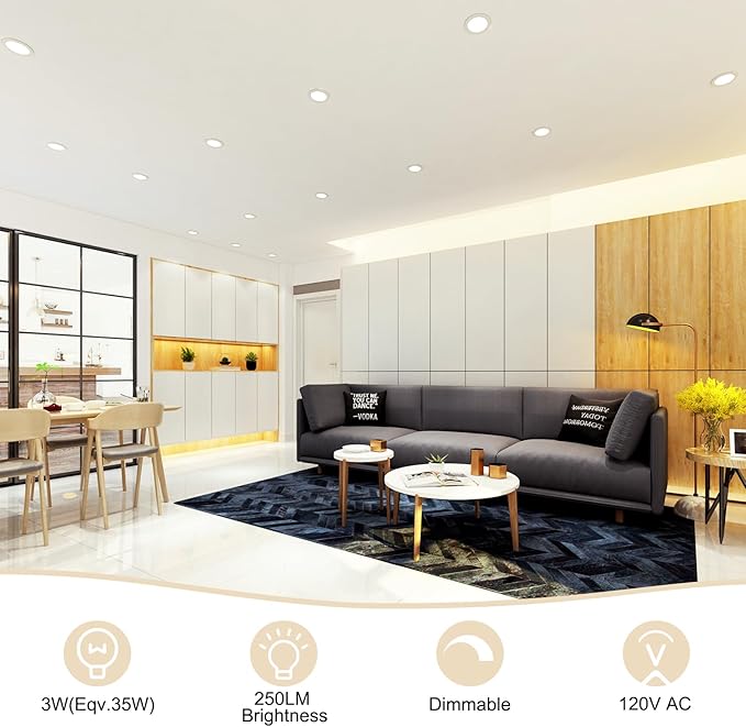 2 Inch LED Recessed Lighting, Dimmable Downlight 3W(35W Halogen Equivalent), CRI80, 4000K Natural White Ceiling Light with LED Driver (16 Pack)