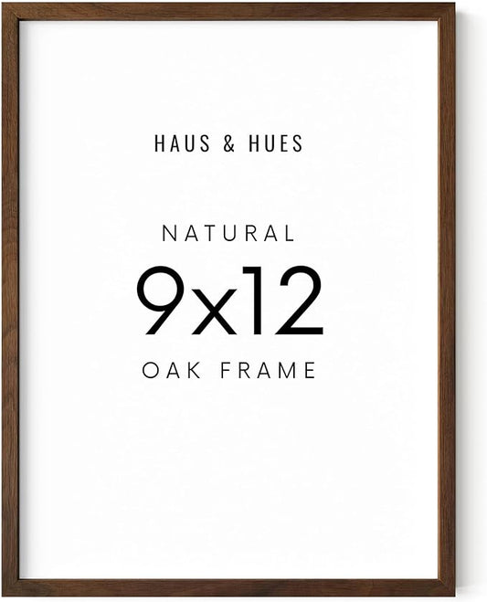 HAUS AND HUES 9x12 Walnut Oak Frame - Wooden Poster Holder, Rustic Display (Standalone, Set of 1)
