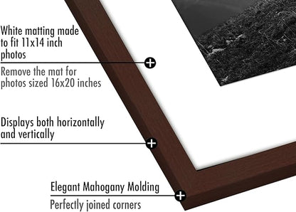 Americanflat 16x20 Picture Frame with Polished Plexiglass - Set of 5 - Use as 11x14 Frame with Mat or Display 16x20 Photo Without Mat - Galleria Collection - Picture Frames for Wall Display - Mahogany