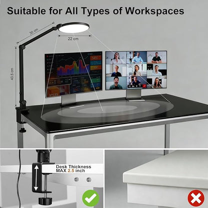 NS LED Desk Lamp 2 Pack, LED Desk Light for Home Office & Video Calls, Adjustable 3000K-6500K Office Lamp with Remote Control, Timer, Memory, CRI95+, Dimmable Desktop Lamp