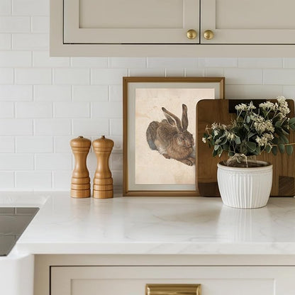 uniro Vintage Rabbit Wall Art Prints Easter Bunny Wall Decor, Neutral R abbit Canvas Oil Painting Poster for Rustic Easter Décor, Country Farmhouse Wall Decor Vintage rabbit Art Pictures for Bedroom Gallery Office Bathroom Decor( 8" x 10"-UNFRAMED)
