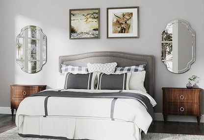 Large Mirror for Wall Decor, 40"x28" Decorative Living Room Mirrors with Scalloped Corner, Beveled Bathroom Mmirror for Entryway, Dining Room, Mantel, Hang Horizontally or Vertically