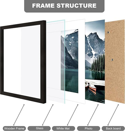 Hongkee 10x13 Picture Frames with Real Glass - Display 8.5x11 Diploma with Mat or 10 x 13 Photo without Mat, Wall or Table Top Display(Black, 3 Pack)