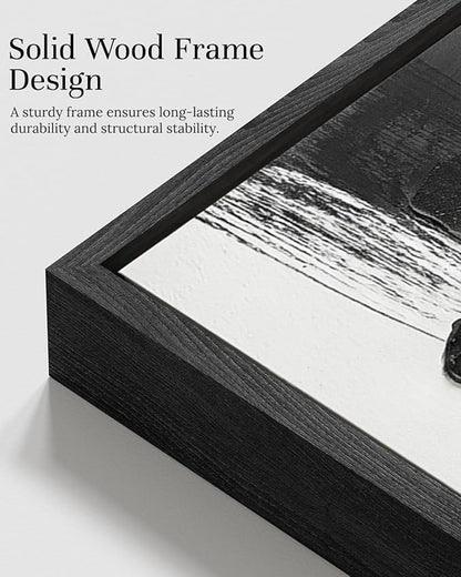 Extra Large Abstract Hand Applied Raised Paint Texture Canvas Wall Art Set of 3, Black White Gold Triptych Artwork Solid Wood Frame 24x36", Modern Oversized Luxury Living Room Office Bedroom Decor
