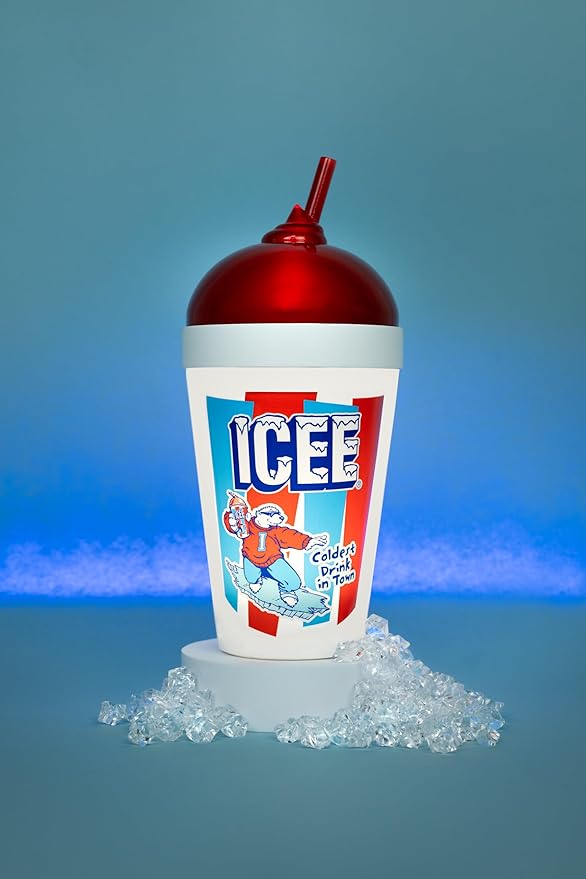 Fizz Creations ICEE Straw Cup Mood Light – 9" Tall LED Night Light, Officially Licensed Merchandise, Retro Red & Blue Design, USB-Powered, Fun & Functional Home Décor.