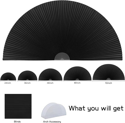 Arch Window Shade Blackout Cellular Shades Half Circle Moon Small Window Covering No Drill Honeycomb Blinds for Indoor Windows Room Darkening Easy Install Light Blocking Blinds (1, Black, 24x12inch)