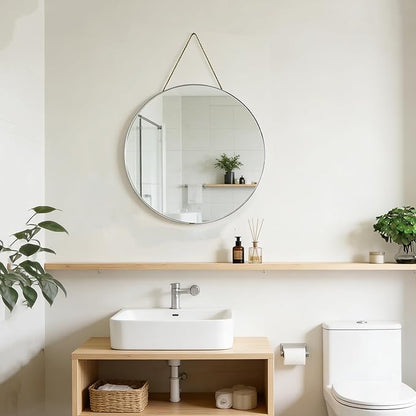 Funerom Round Wall Mirror 15.4 Inches Circle Mirror Bathroom Mirrors for Over Sink Sliver