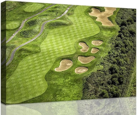 Golf Course Canvas Canvas Wall Art for Living Room Bedroom Bathroom Home Decorations Golf Course Picture Poster Framed Artwork Giclee Print Ready to Hang(18''H x 24''W)