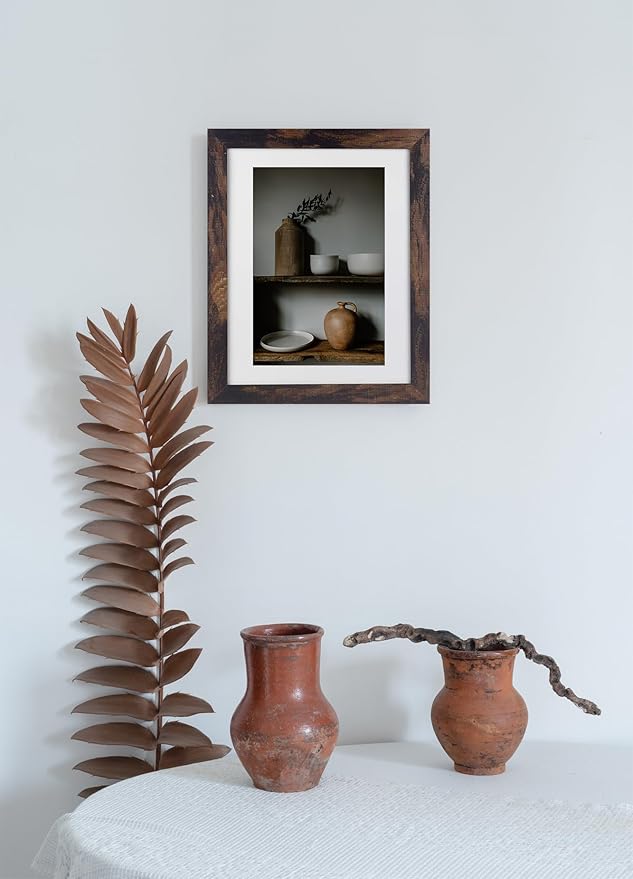 brown 11x14 Picture Frame set of 3,Display 11x14 without Mat or 8x10 with Mat，Wall Gallery Photo Frames