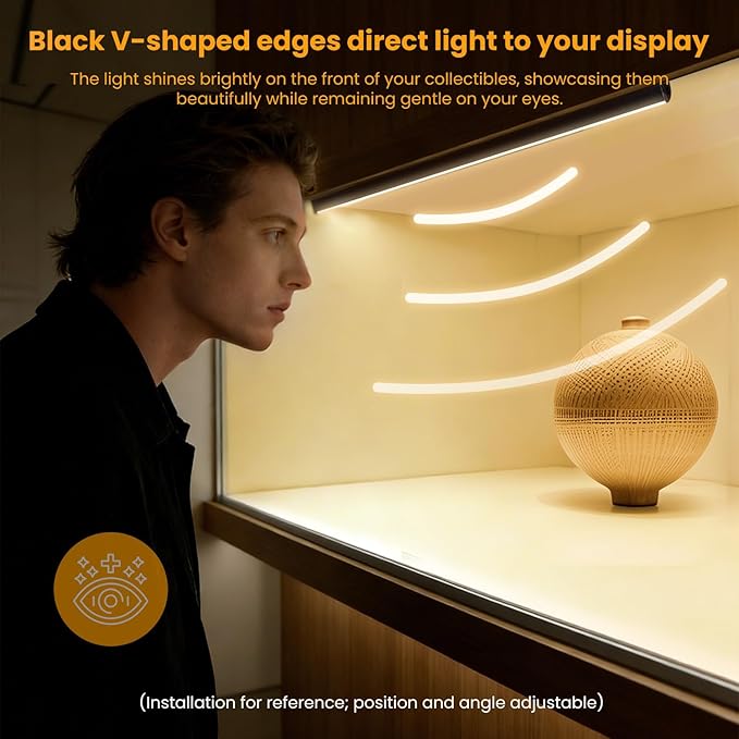 Black Shelf Lights, LED Bookcase Lighting Compatible with Alexa, WiFi Dimmable 2700K Under Shelf Lighting for Bookshelf, Display Case, Cabinets with App, Remote, Memory Function (8Pack 12In)