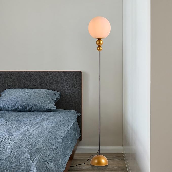 DEC LUCE DECOLUCE LIGHTING Modern Floor Lamps for Living Room, Globe Glass Shade Floor lamp for Bedroom, LED Standing lamp for Office, Corner