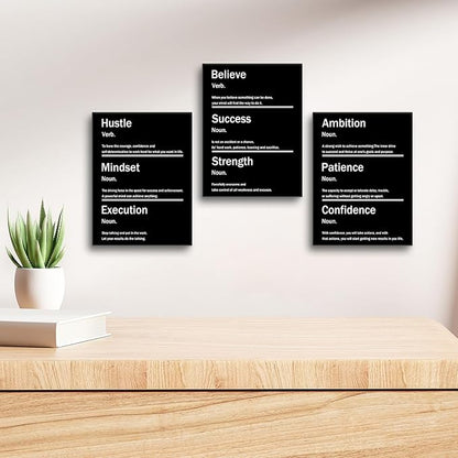 Inspirational Canvas Wall Art 3 Piece Quotes Success Entrepreneurs Posters Print Office Decor Picture Painting Artwork for Office Bedroom Bathroom Wall Picture Ready to Hang [36''W X 16''H]