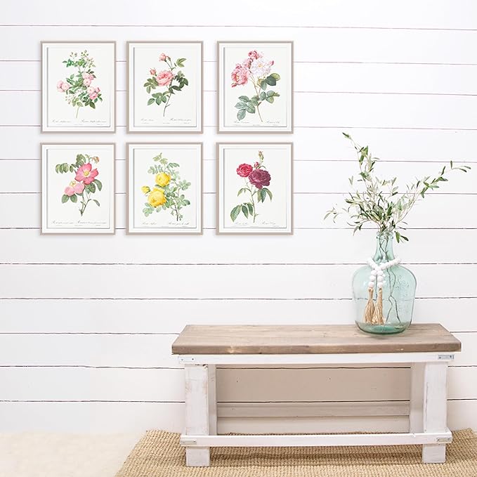 DREAM BIG PRINTABLES Vintage Flowers Wall Art Prints (Set of 6) - 11x14 Unframed
