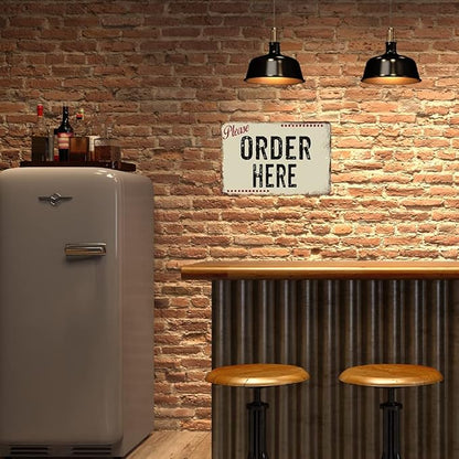 Order Here Sign Putty Restaurant Cafe Pick Up Signs Coffee Shop Decor Vintage Diner Rustic Wall Décor Gift 12 x 18 Matte Finish Metal 112180061056