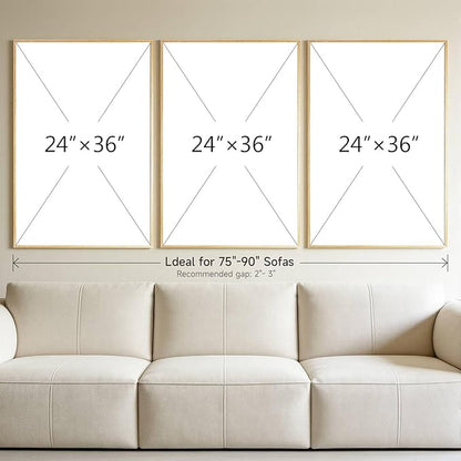 Thalasse Large 3D Textured Framed Neutral Abstract Wall Art for Living Room, 3 Piece Modern Minimalist Artwork for Walls, Black White Beige Geometric Arches Pictures for Entryway Office Decor 24x36 In