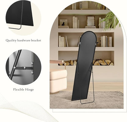 Arched Mirror Full Length, Upgraded 16"x59" Body Wall Mirrors with Shatter-Proof Glass, Floor Standing, Hanging or Leaning, Tall Mirror with Stand Aluminum Alloy Frame for Bedroom Cloakroom
