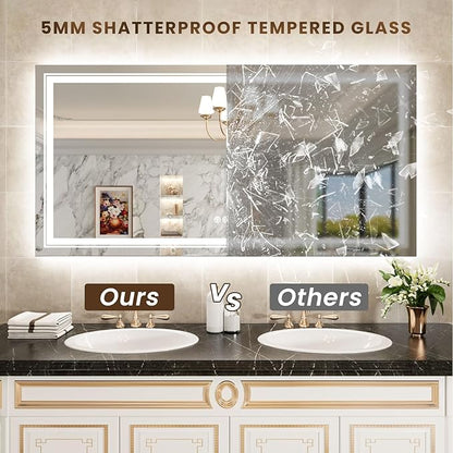 WTTY RGB LED Mirror for Bathroom,88"x38" Large LED Bathroom Mirror with Backlit and Front Light,Stepless Dimmable,Anti-Fog,Lighted Bathroom Vanity Mirror for Wall,Shatterproof,Memory Function