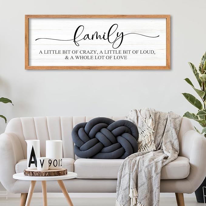 AuraPeak Family Wall Decor For Family A Little Bit Of Crazy Sign Hallway Entryway Horizontal Home Modern Positive Farmhouse Living Room Wall Hanging Art (Wood 40"×15")