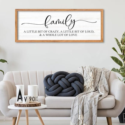 AuraPeak Family Wall Decor For Family A Little Bit Of Crazy Sign Hallway Entryway Horizontal Home Modern Positive Farmhouse Living Room Wall Hanging Art (Wood 40"×15")